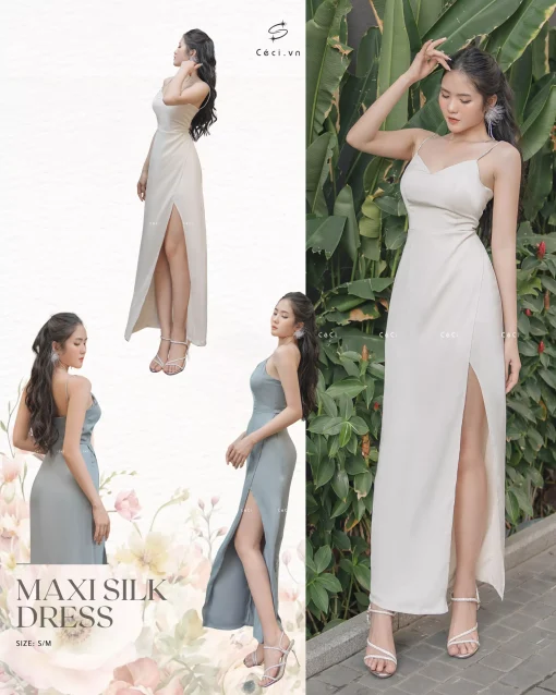 MAXI SILK DRESS 105C