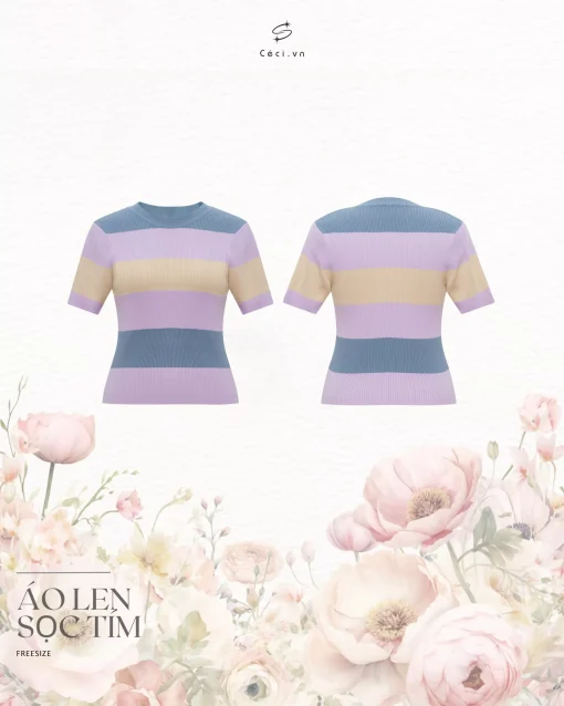 ÁO LEN SỌC TÍM ( BUY2GET1 )