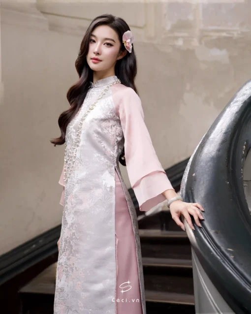 ÁO DÀI HỒNG NGỌC 2 691.6 D1/2R2.115 - XÁM - Ảnh 5