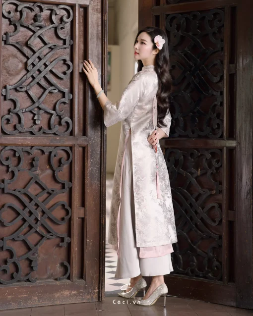 ÁO DÀI HỒNG NGỌC 1 691.5 D1R2.115 - XÁM - Ảnh 5