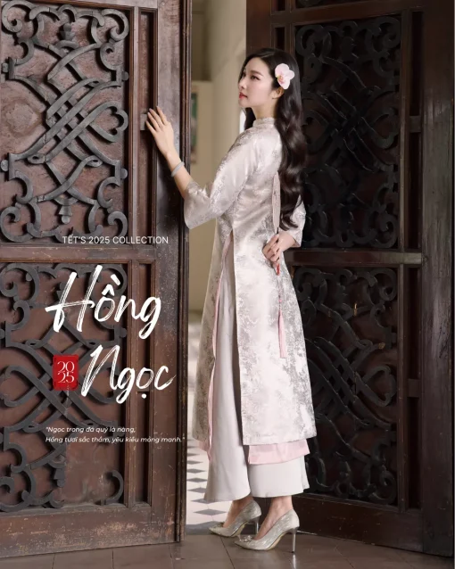 ÁO DÀI HỒNG NGỌC 1 691.5 D1R2.115 - XÁM