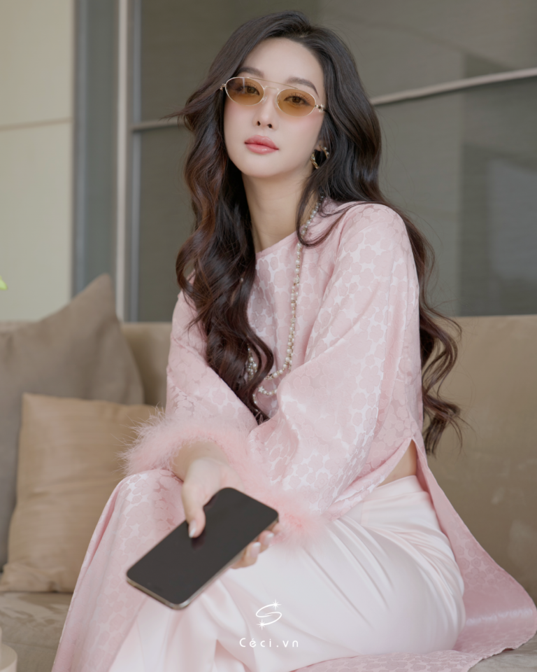 ÁO DÀI GIAI Ý 4 691.10 D1R3.115 - HỒNG - Ảnh 5