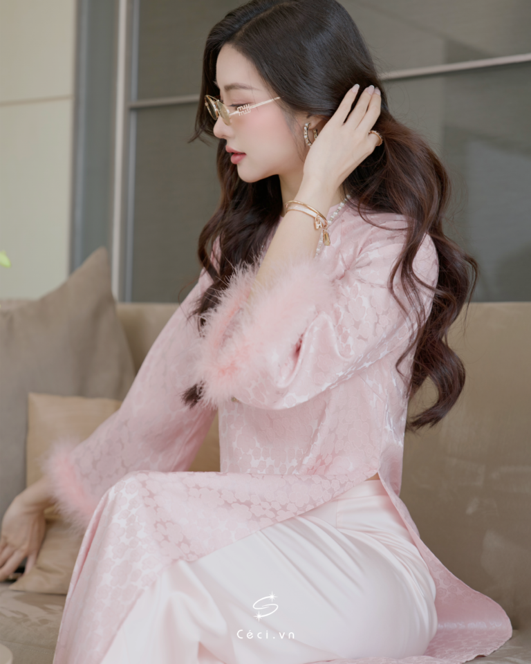 ÁO DÀI GIAI Ý 4 691.10 D1R3.115 - HỒNG - Ảnh 4