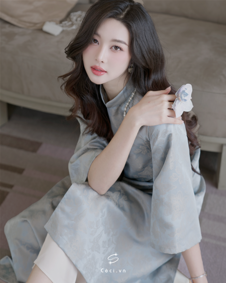 691.11 ÁO DÀI LINH LAN 1 - XANH NÂU - Ảnh 9