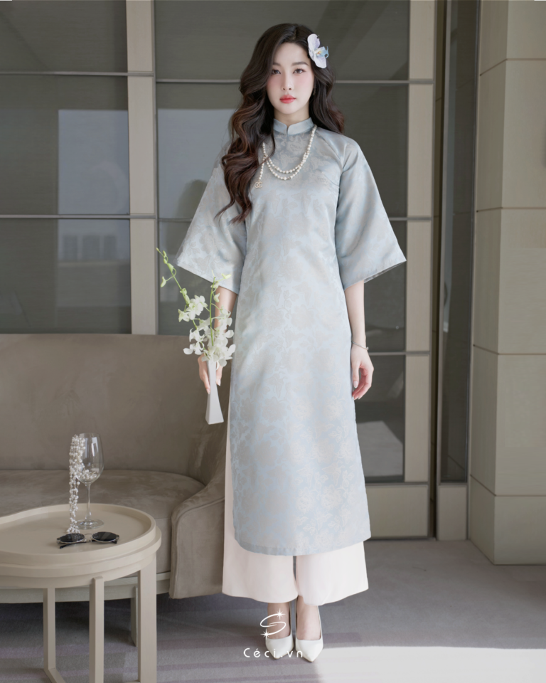 691.11 ÁO DÀI LINH LAN 1 - XANH NÂU - Ảnh 5