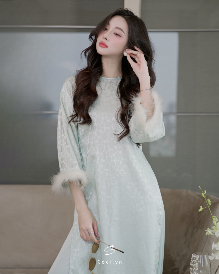 ÁO DÀI GIAI Ý 4 691.10 D1R3.115 - MINT - Ảnh 2