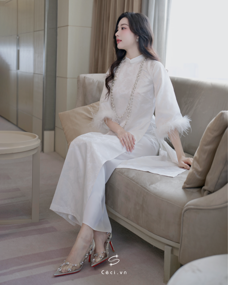 691.12 ÁO DÀI LINH LAN 2 - TRẮNG - Ảnh 4