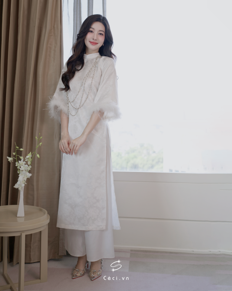691.12 ÁO DÀI LINH LAN 2 - TRẮNG - Ảnh 3