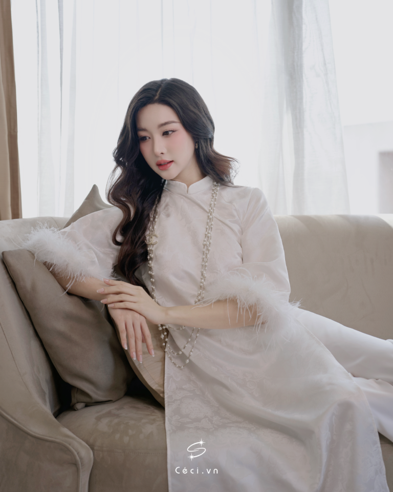 691.12 ÁO DÀI LINH LAN 2 - TRẮNG - Ảnh 2