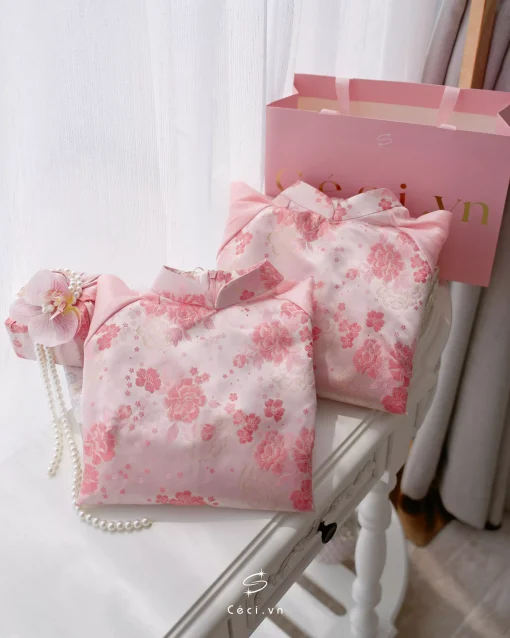 ÁO DÀI NHÃ QUYÊN 691.15 HỒNG