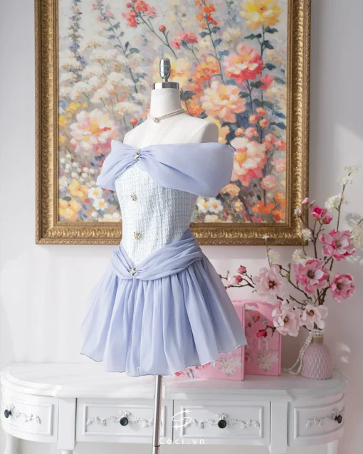 HERA DRESS 699- TWEED BLUE - Ảnh 3