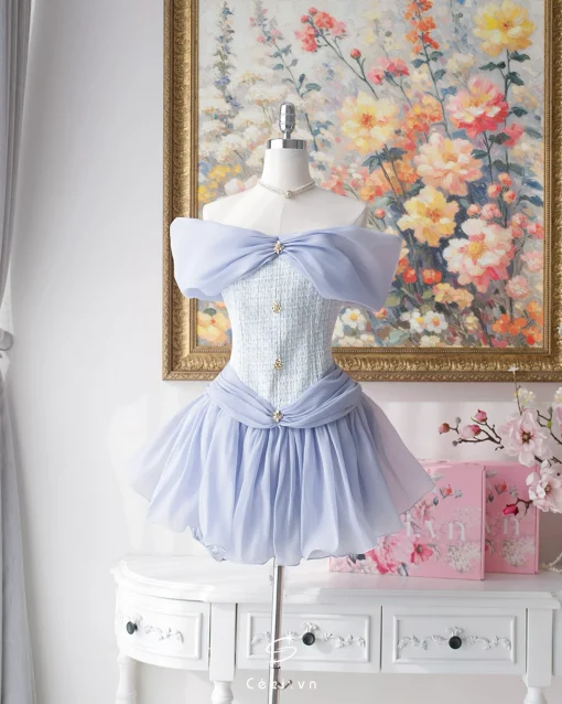 HERA DRESS 699- TWEED BLUE