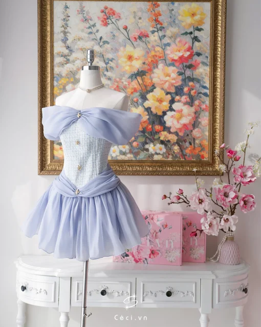 HERA DRESS 699- TWEED BLUE - Ảnh 4