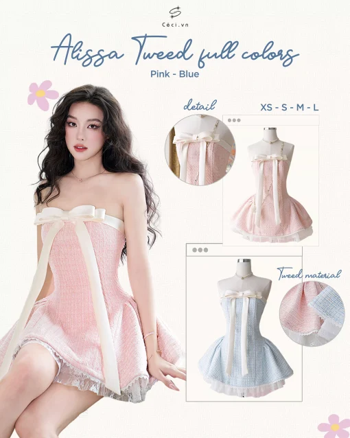 ALISSA DRESS 706 - TWEED HỒNG - Ảnh 2