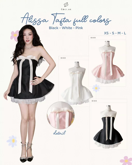 ALISSA DRESS 706 - TAFTA TRẮNG KEM - Ảnh 2