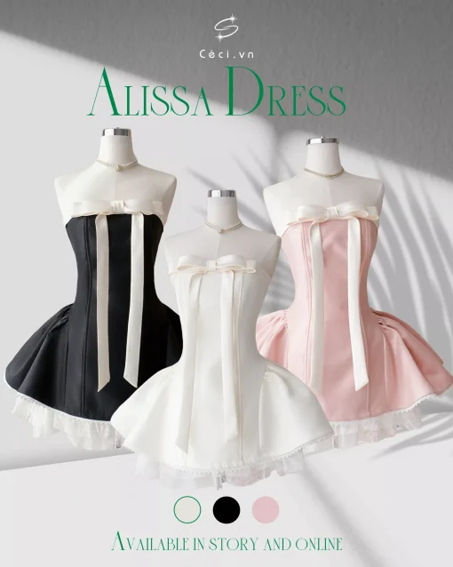 ALISSA DRESS 706 - TAFTA TRẮNG KEM - Ảnh 2