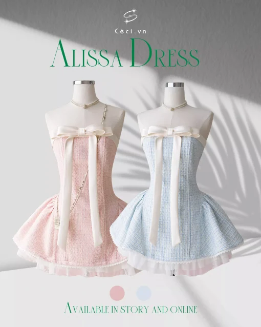 ALISSA DRESS - TWEED BLUE - Ảnh 2