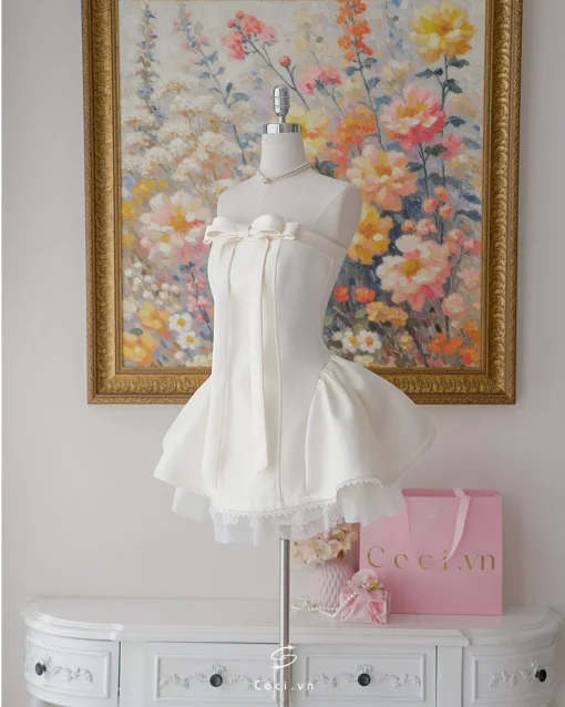 ALISSA DRESS 706 - TAFTA TRẮNG KEM - Ảnh 7