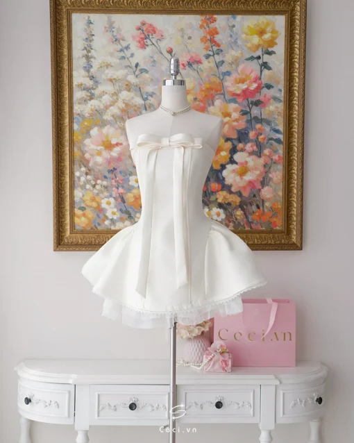 ALISSA DRESS 706 - TAFTA TRẮNG KEM - Ảnh 6