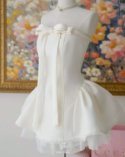ALISSA DRESS 706 - TAFTA TRẮNG KEM - Ảnh 8