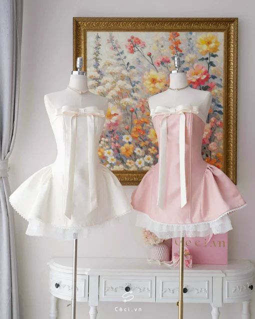ALISSA DRESS 706 - TAFTA TRẮNG KEM - Ảnh 9