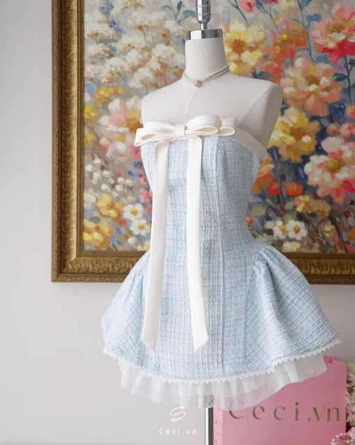 ALISSA DRESS - TWEED BLUE - Ảnh 7