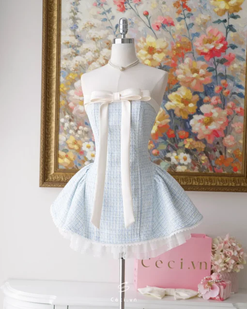 ALISSA DRESS - TWEED BLUE - Ảnh 9