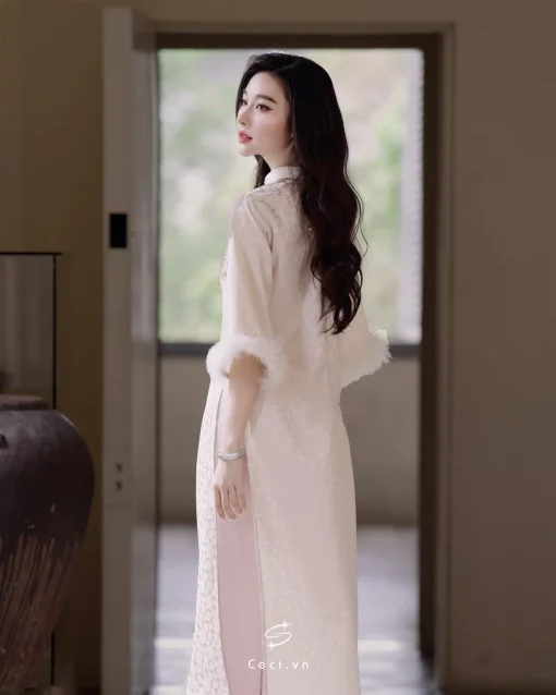 ÁO DÀI GIAI Ý 2 691.4 D1R3.115 - KEM - Ảnh 5
