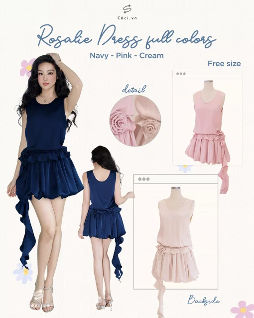ROSALIE DRESS 711 - NAVY - Ảnh 2