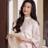 ÁO DÀI HỒNG NGỌC 1 691.5 D1R2.115 – TRẮNG - KHÔNG KÈM QUẦN
