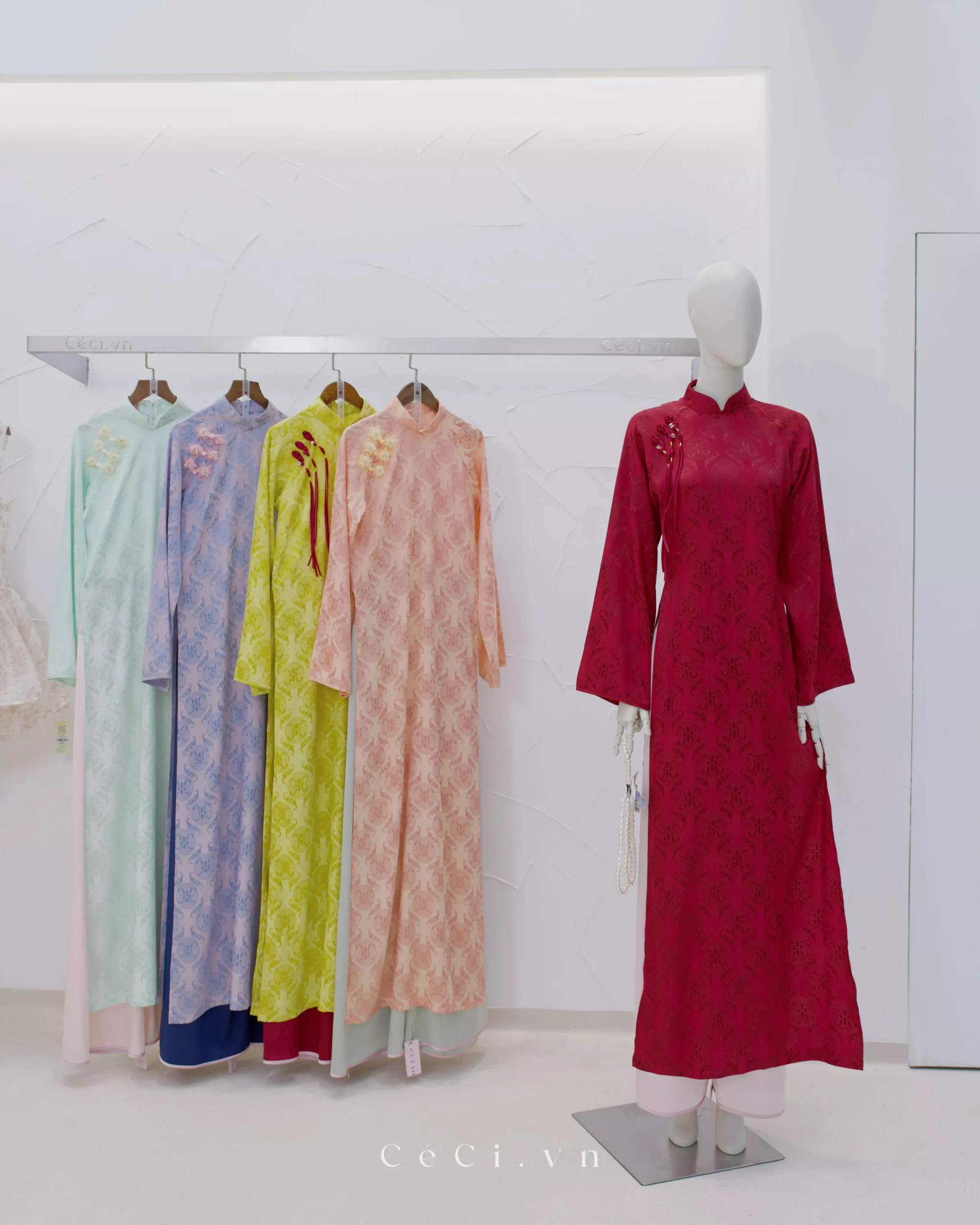 ÁO DÀI CHIÊU GIAO 700 - ĐỎ NGỌC BẢO - KHÔNG KÈM QUẦN - Ảnh 4