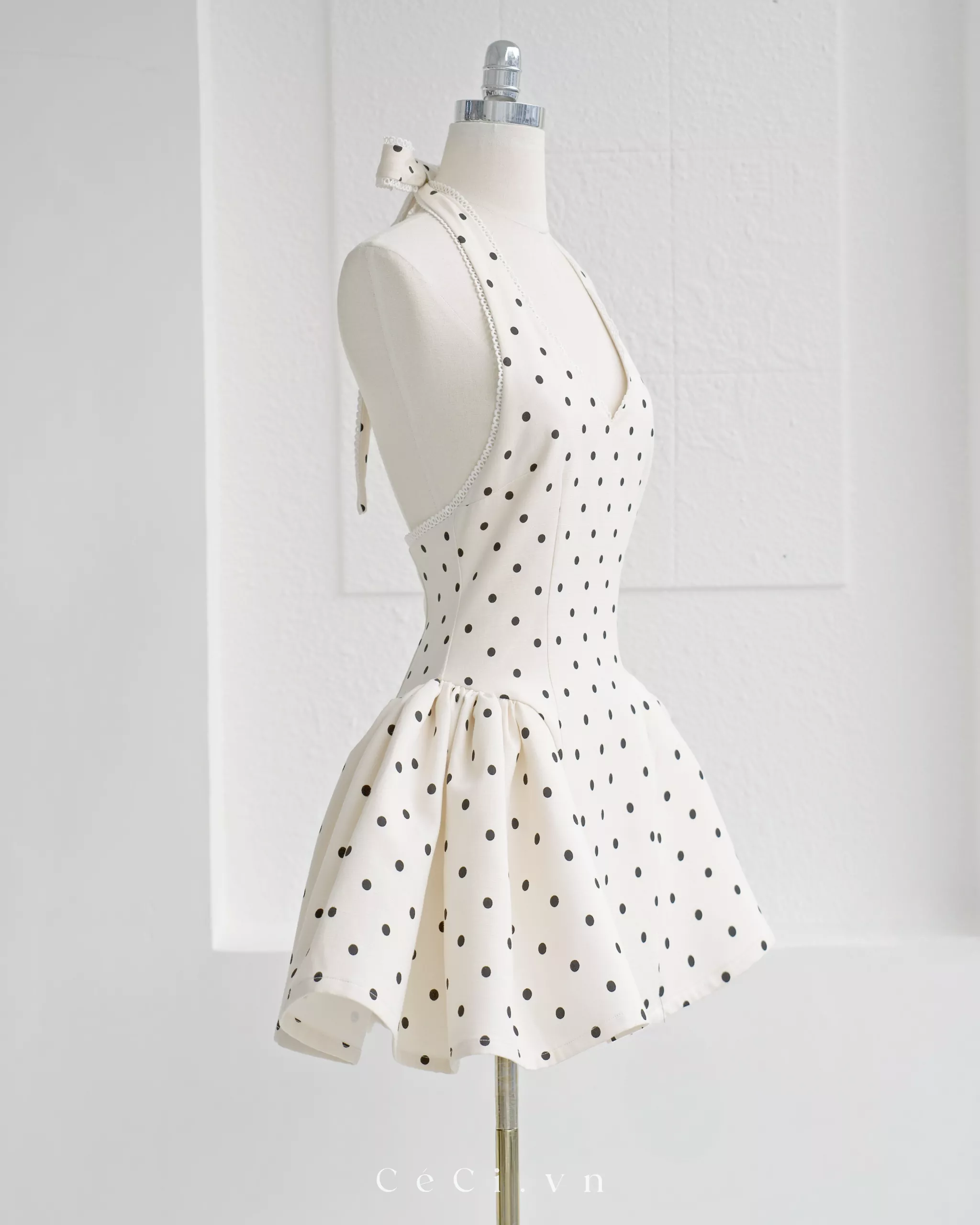 Alternative view of BELLE DRESS 709 - IVORY POLKA