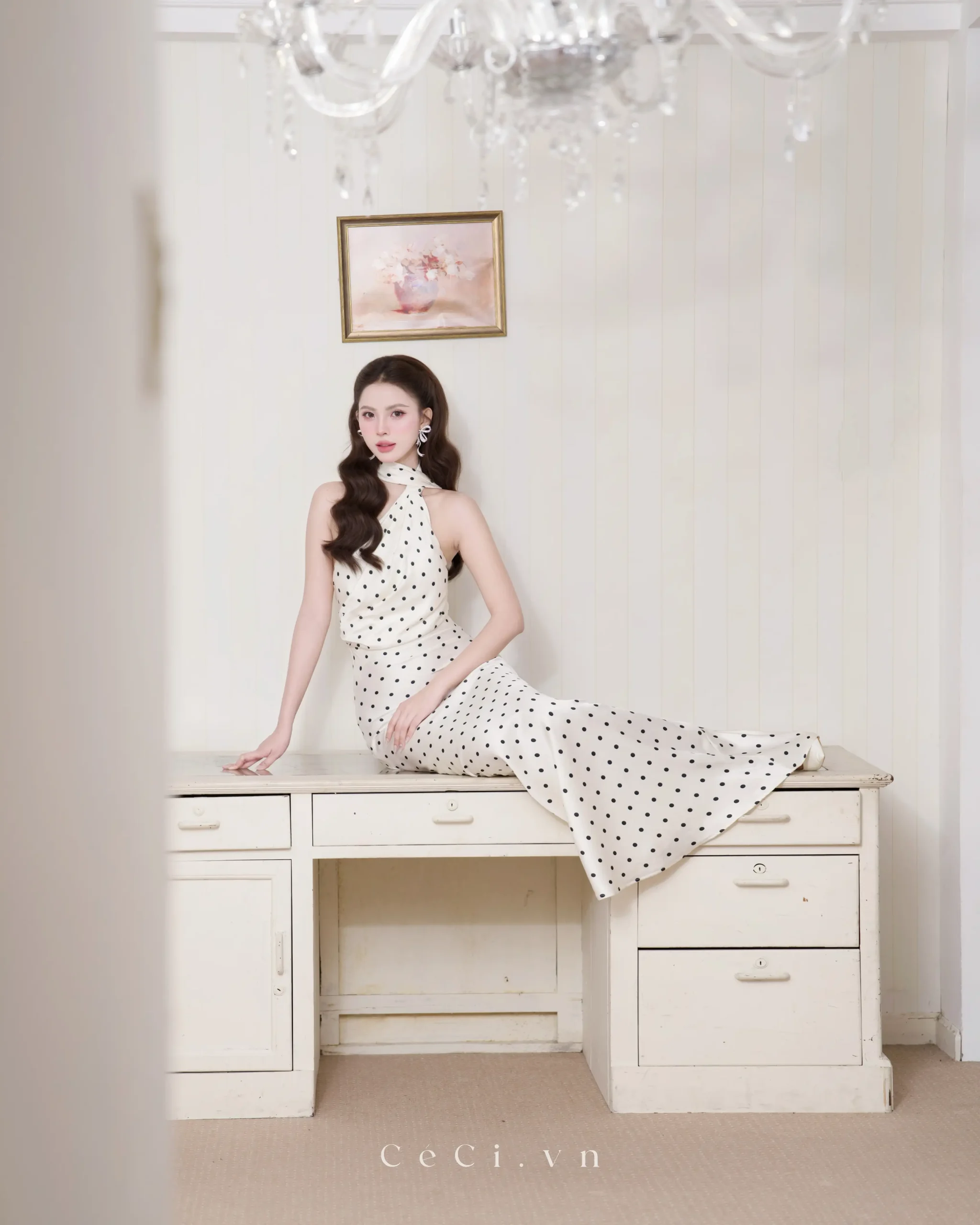 MALIYAH DRESS 743 - IVORY POLKA - Ảnh 5