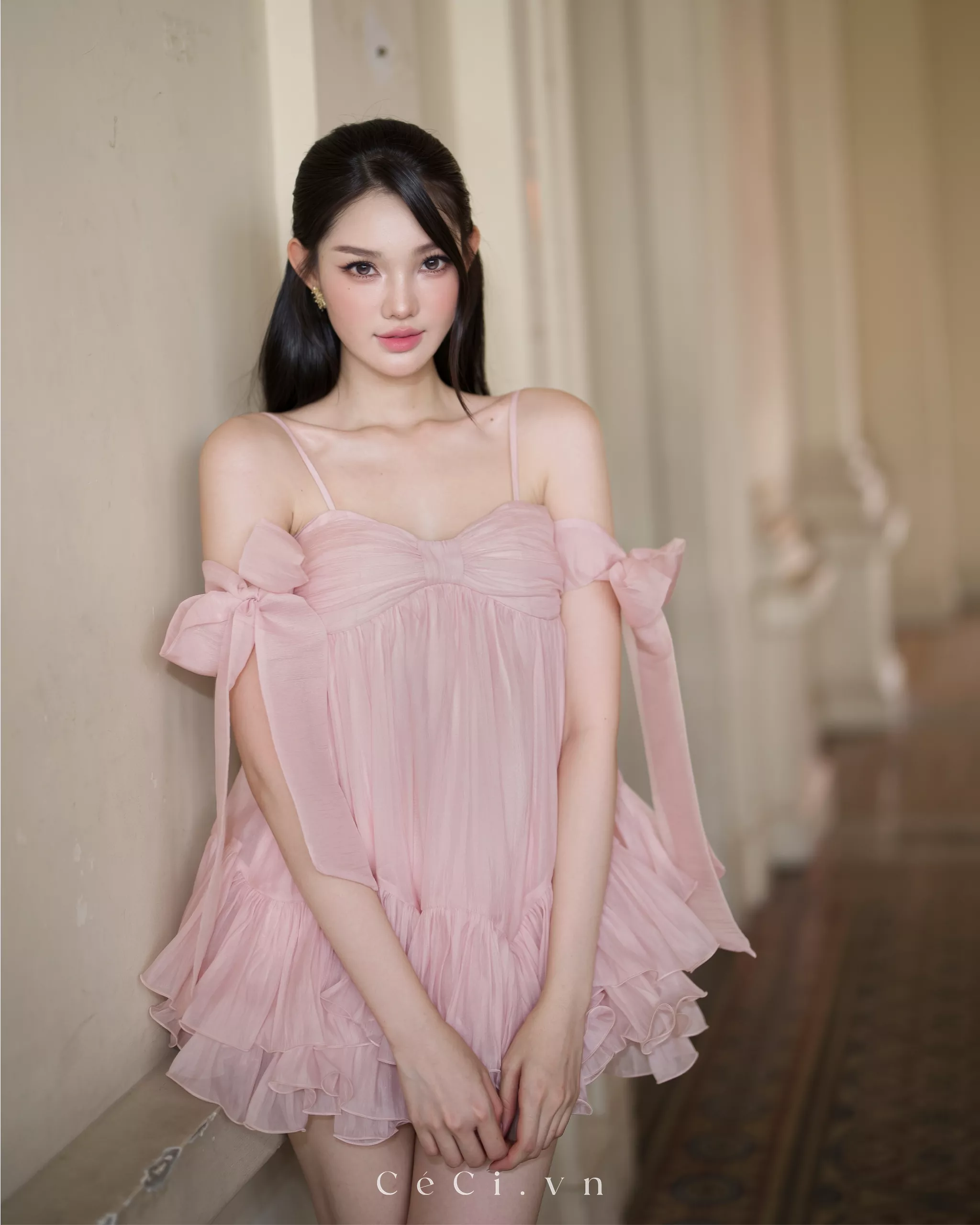 PHOEBE DRESS 704 - PEACH GLOW