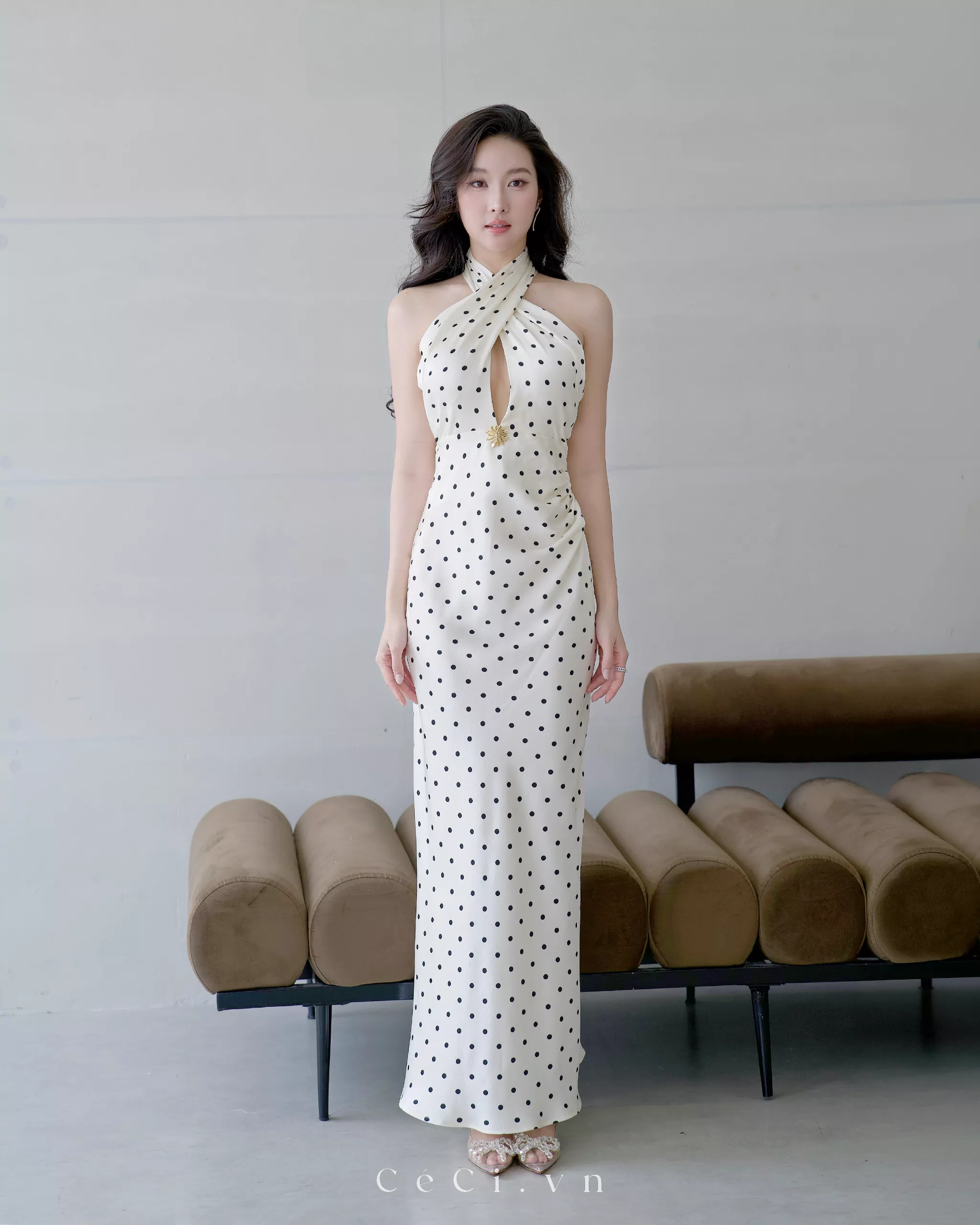 EMBER DRESS 745 - IVORY POLKA