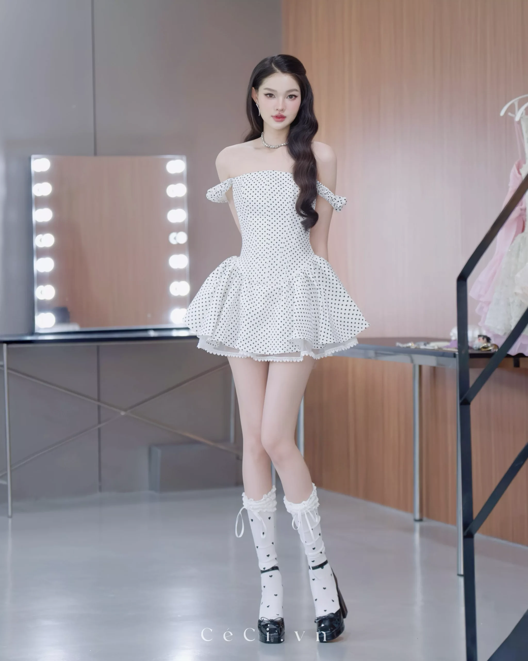 JULIETTE DRESS 744 - PEARL POLKA - Ảnh 4