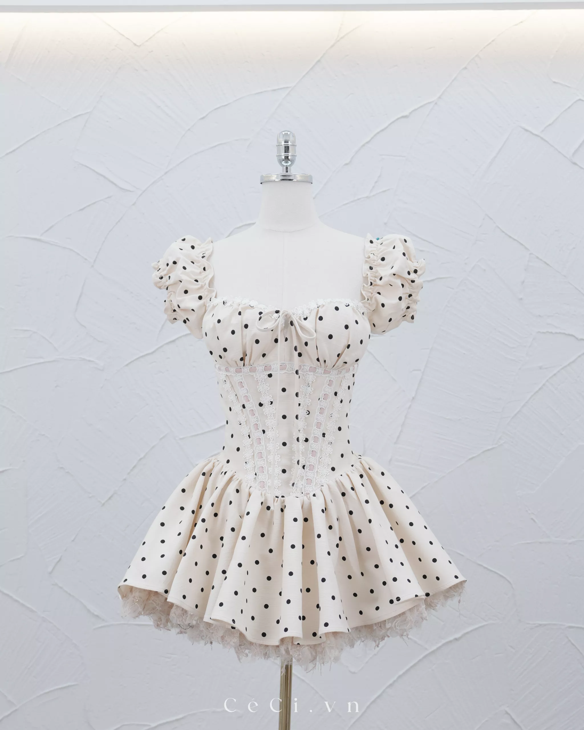 VIOLETTE DRESS 741 - IVORY POLKA - Ảnh 5