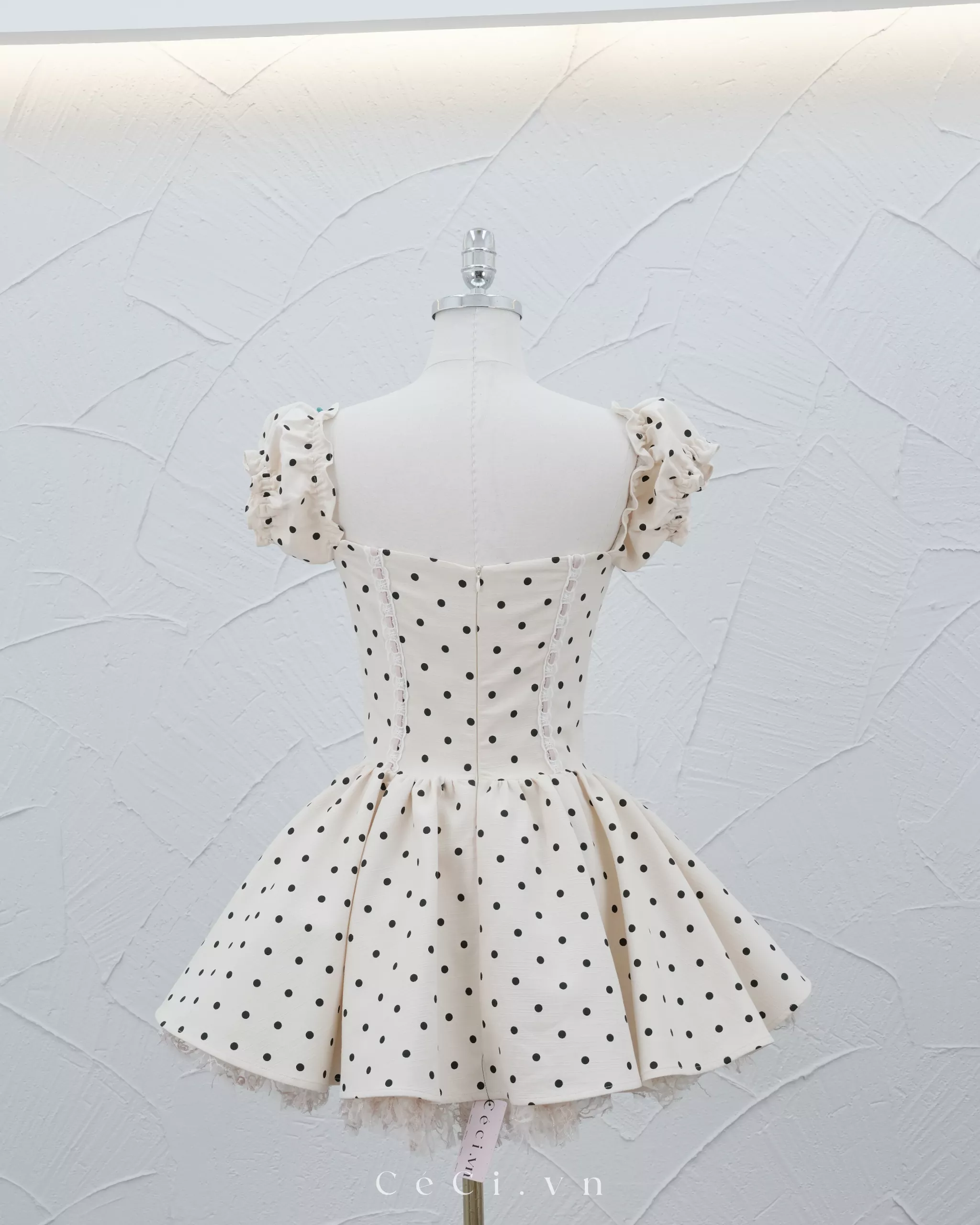 VIOLETTE DRESS 741 - IVORY POLKA - Ảnh 4
