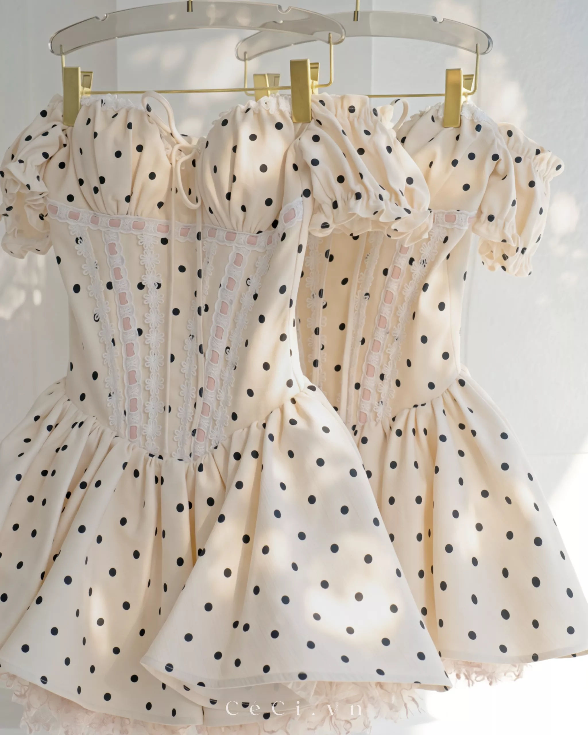 VIOLETTE DRESS 741 - IVORY POLKA - Ảnh 3