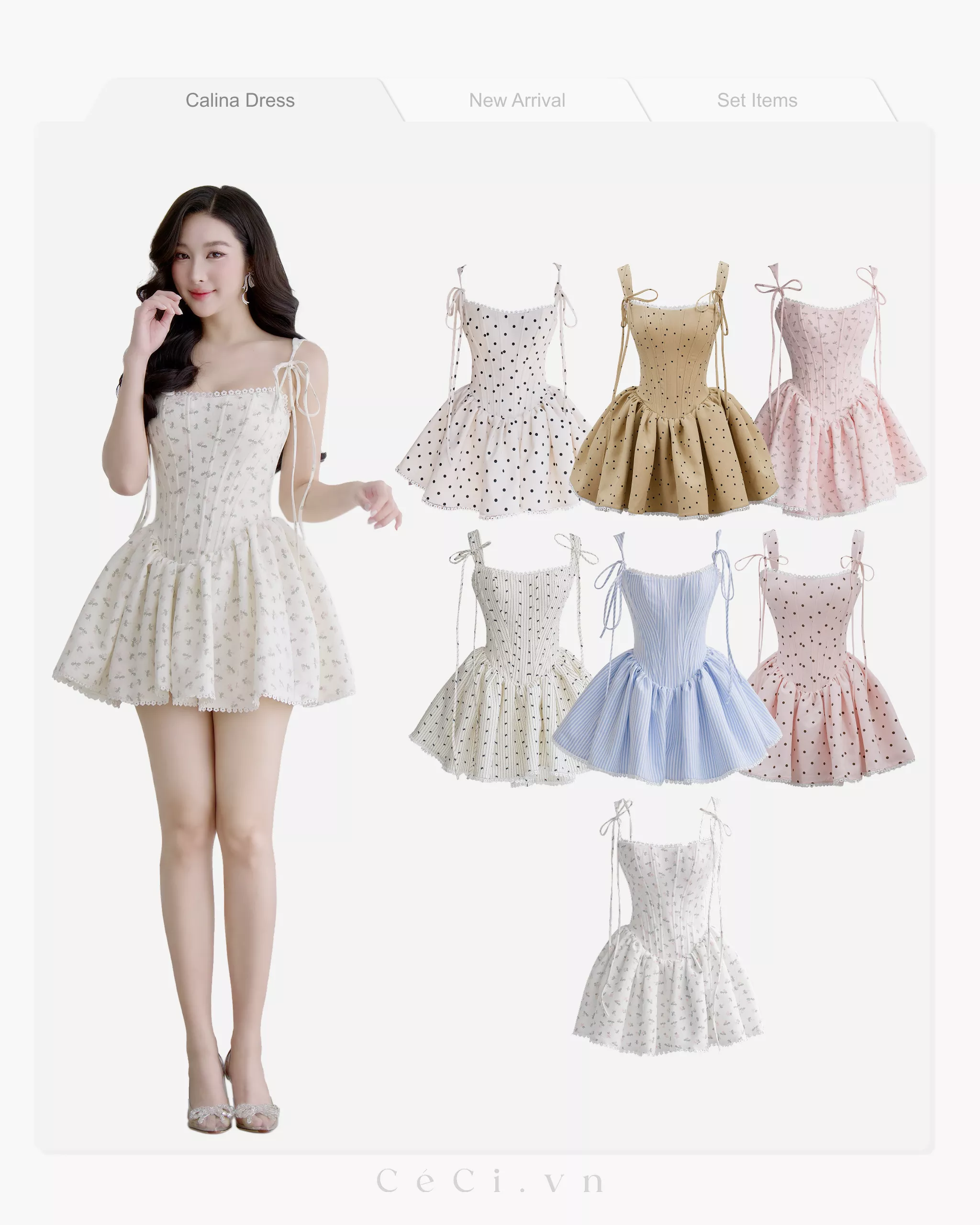 Alternative view of CALINA DRESS 738 - CARAMEL POLKA