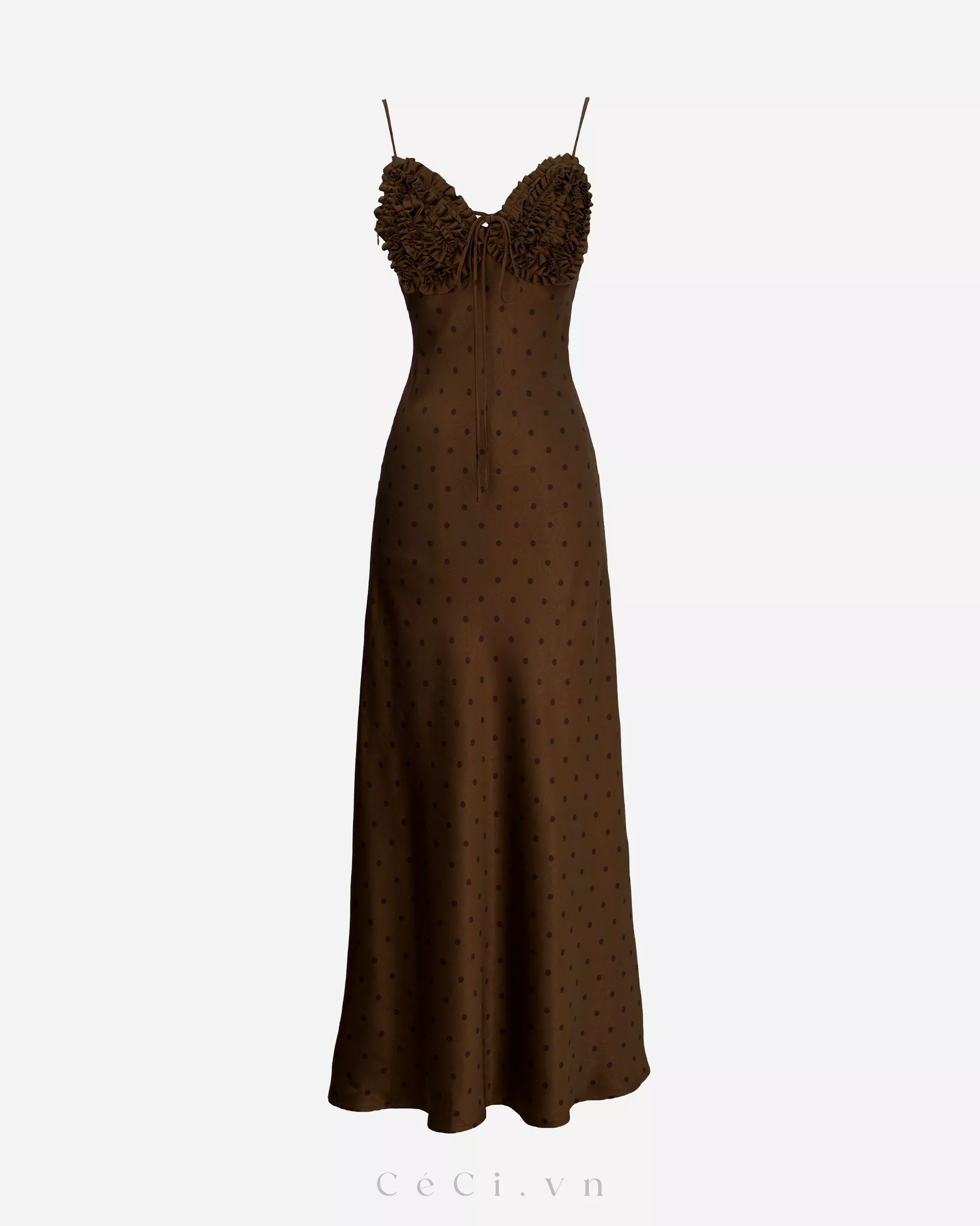 SIENNA DRESS 740 - MOCHA POLKA