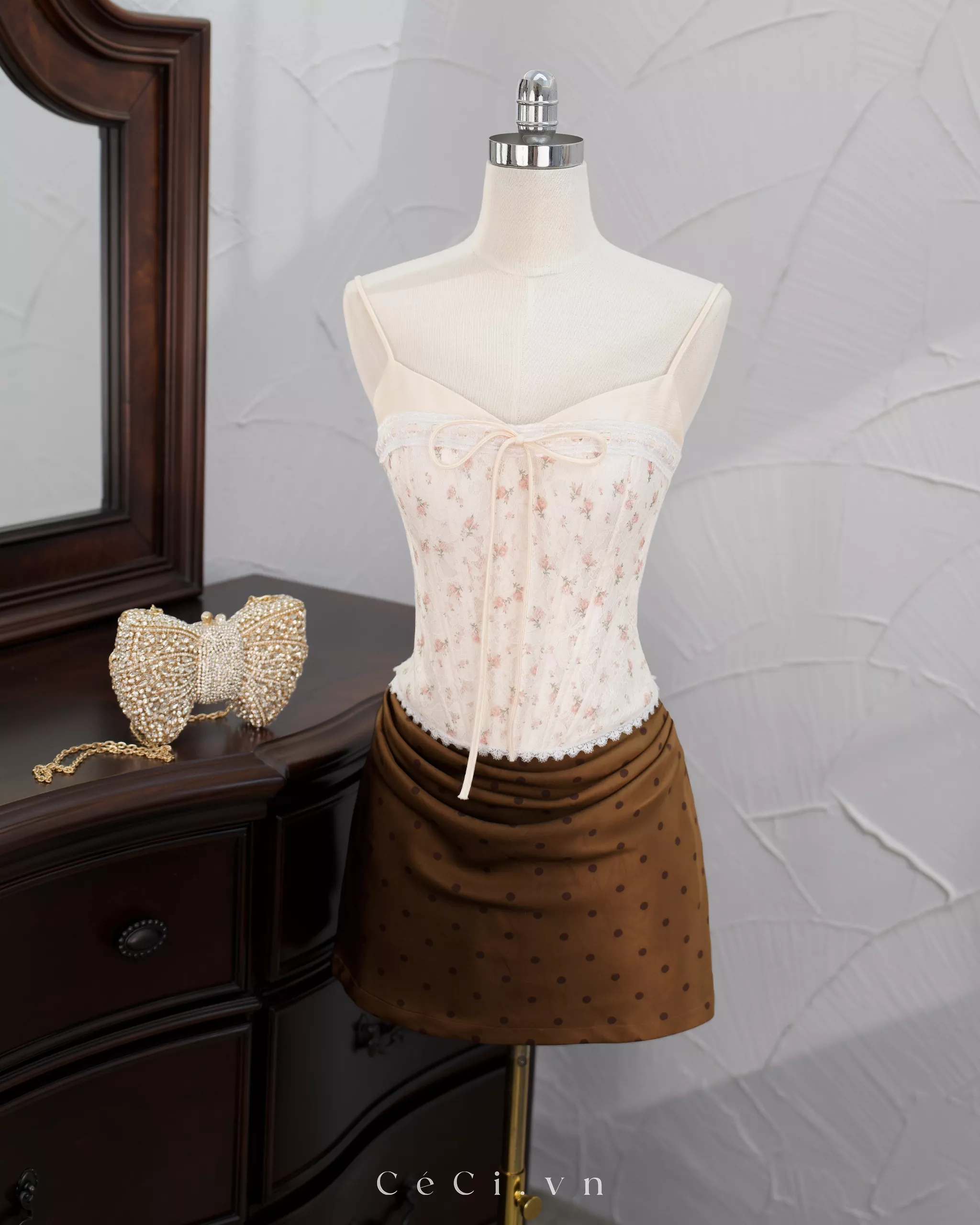 Alternative view of MONA SKIRT 747 - MOCHA POLKA