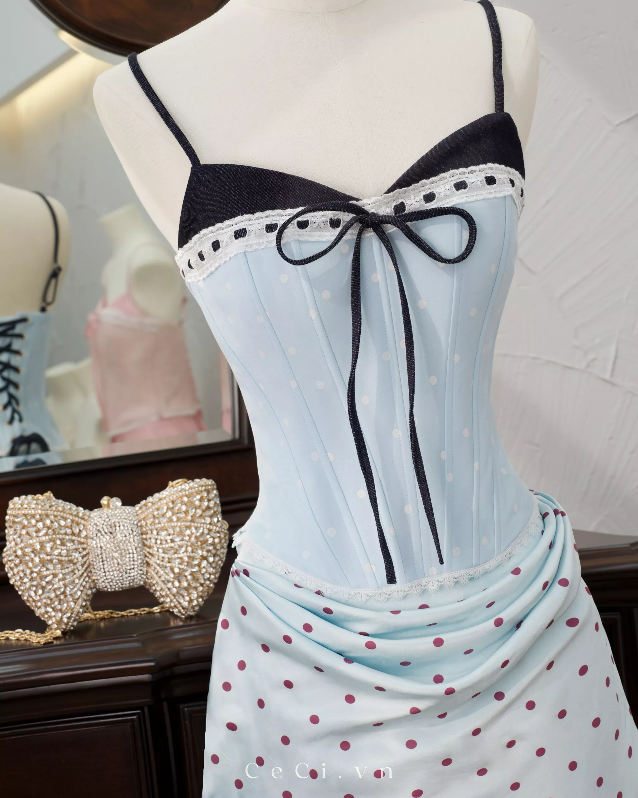 Alternative view of MONA SKIRT 747 - JADE FROST POLKA